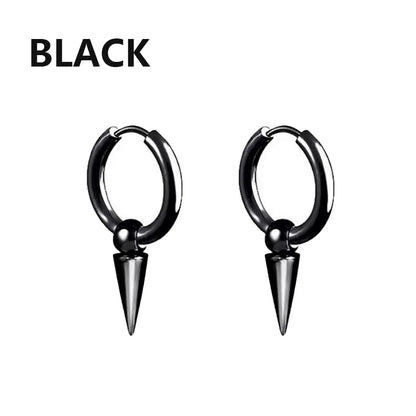 Aretes Punk de Acero Inoxidable Negro – 1 Par de Pendientes Unisex Estilo Hip Hop Vintage