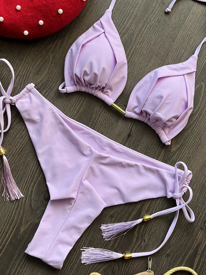 Bikini Brasileño Mujer 2025 | Traje de Baño Sexy Push Up Triángulo 13 Colores