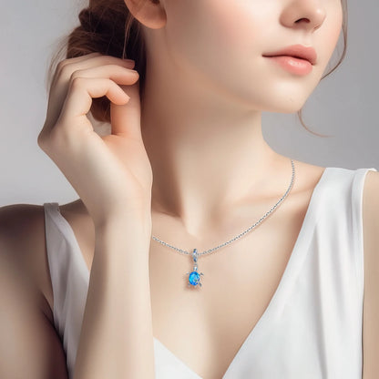 Charm Tortuga Marina con Circón Azul 925 Plata | Compatible Pandora Pulsera Mujer DIY