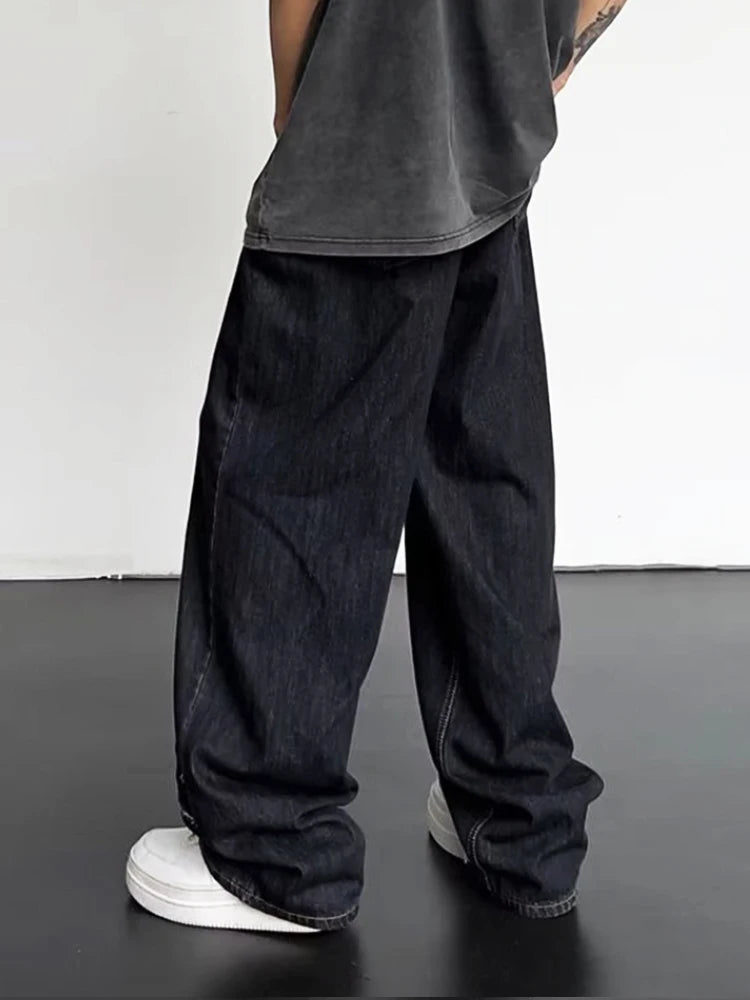 Jeans Hip Hop 2025 para Hombre – Pantalones Rasgados con Patchwork Denim Oversize Baggy Pierna Ancha Streetwear Casual