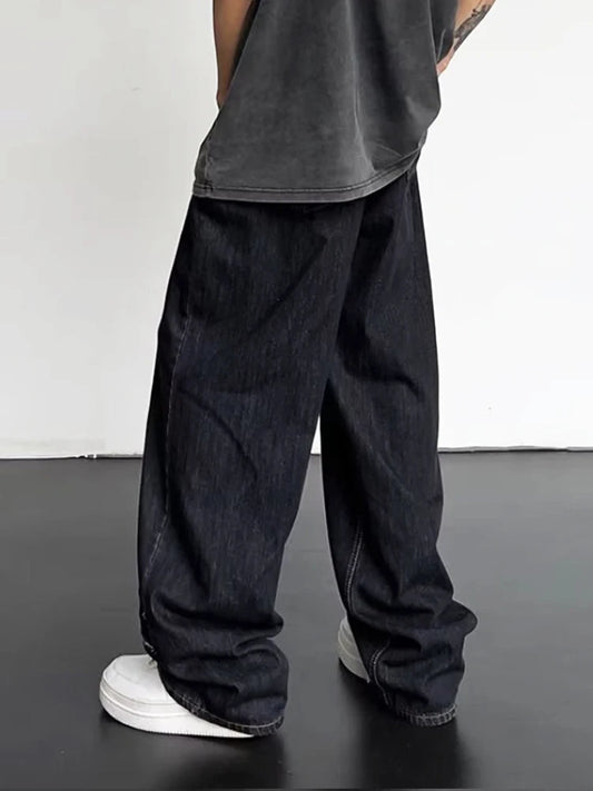 Jeans Hip Hop 2025 para Hombre – Pantalones Rasgados con Patchwork Denim Oversize Baggy Pierna Ancha Streetwear Casual