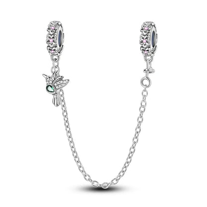 Charm de seguridad en plata 925 – Serie copo de nieve, luna, estrella, corazón y moño para pulseras tipo Pandora