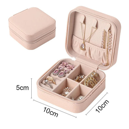 Caja de Almacenamiento de Joyería Portátil | Mini Estuche para Aretes, Anillos y Collares | Organizador de Viaje con Capas