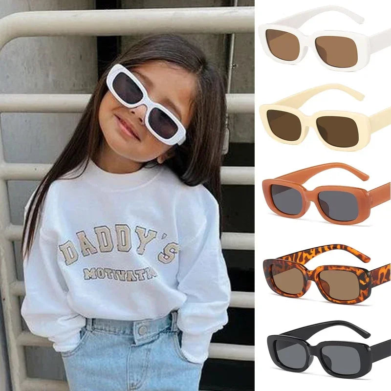 Gafas de Sol Rectangulares Vintage para Niños | Protección UV400 Niño Niña Moda Infantil