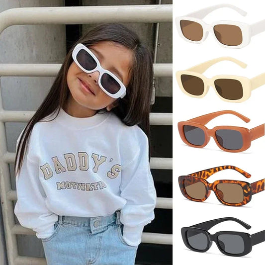 Gafas de Sol Rectangulares Vintage para Niños | Protección UV400 Niño Niña Moda Infantil