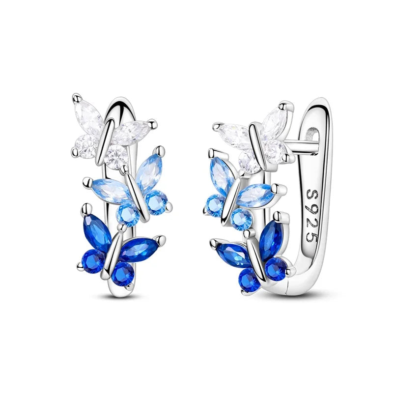 Aretes Primavera Plata 925 | Abeja, Flor y Mariposa | Aros Dobles Mujer