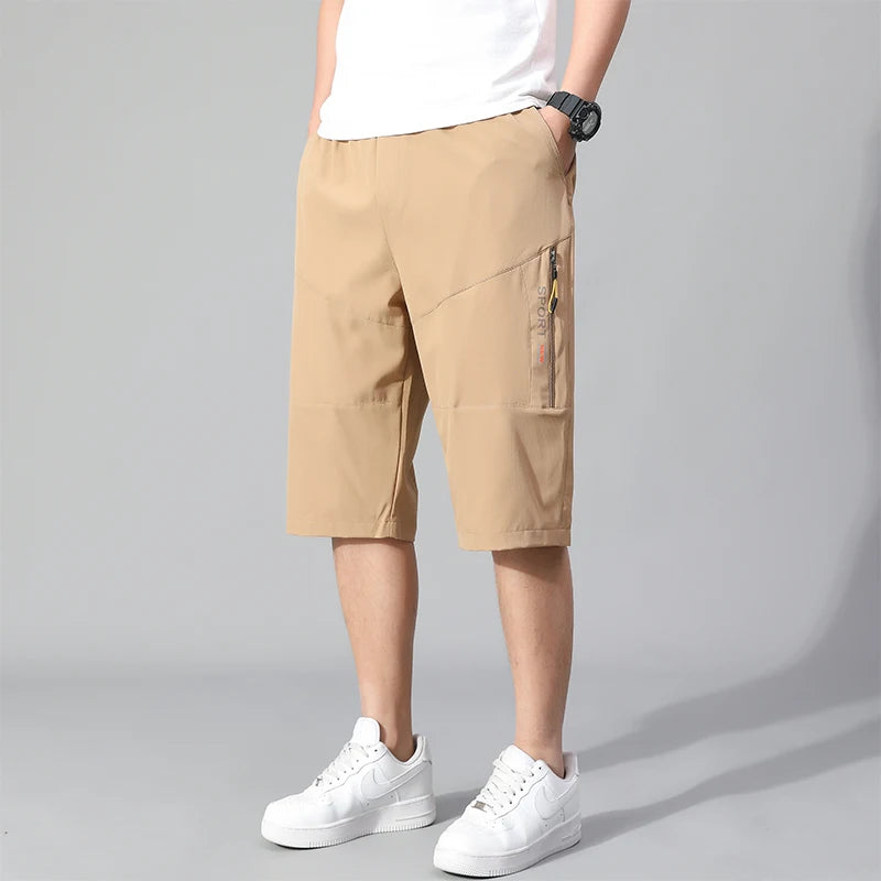 Shorts Cargo de Algodón para Hombre – Rodilla, Bolsillo con Cremallera, Cintura Elástica, Climbing, Jogger, Casual y Deportivo