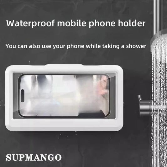 Soporte impermeable para teléfono – Funda de pared con ventosa y pantalla táctil para ducha y baño (hasta 6.8”)