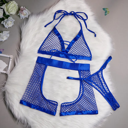 Bikini Mujer 2025 | Conjunto de Tres Piezas Sexy de Malla Transparente