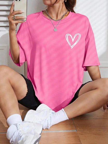 Camiseta Oversize Mujer Verano | Estampado Love Casual Juvenil Streetwear