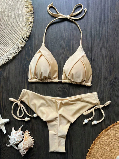 Bikini Brasileño Mujer 2025 | Traje de Baño Sexy Push Up Triángulo 13 Colores