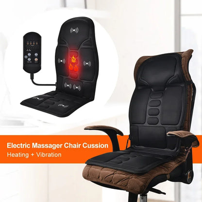 Cojín Masajeador Eléctrico con Calefacción y Vibración | Almohadilla de Masaje para Espalda Completa con Control Remoto