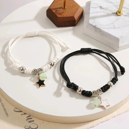 Set de 2 Pulseras Luminosas para Pareja – Cuentas Brillantes con Estrella, Gato, Flor, Corazón y Luna