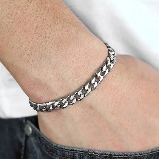Pulsera Cadena Cubana Clásica para Hombres – Acero Inoxidable 3/5/7/9mm, Joyería Moderna Unisex
