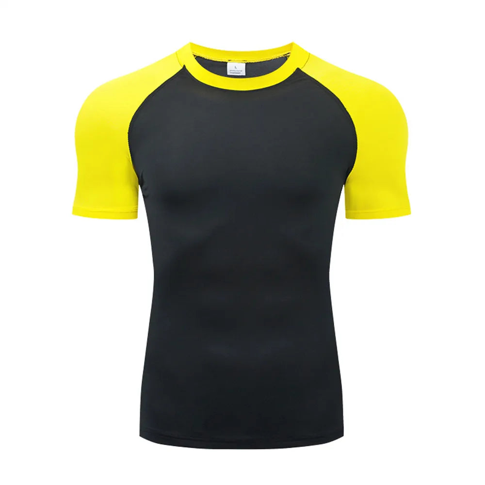 Camiseta Compresiva Hombre – Gym, Fitness, Running y Entrenamiento Outdoor, Manga Corta, Transpirable, Ajuste Elástico, Estilo Bat/Man