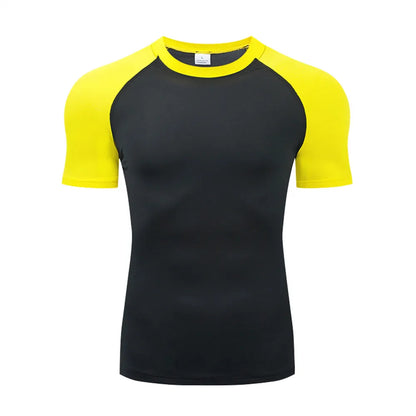 Camiseta Compresiva Hombre – Gym, Fitness, Running y Entrenamiento Outdoor, Manga Corta, Transpirable, Ajuste Elástico, Estilo Bat/Man