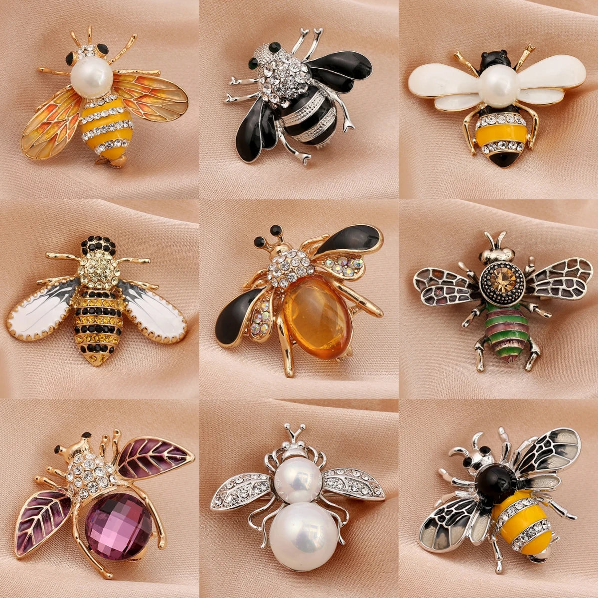 Broche de Abeja con Perla Imitación para Mujer - Joyería Elegante de Moda para Fiesta y Regalo