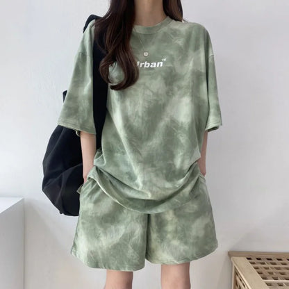 Conjunto Mujer Verano 2 Piezas | Camiseta Tie Dye Oversize + Shorts Amplios con Bolsillos
