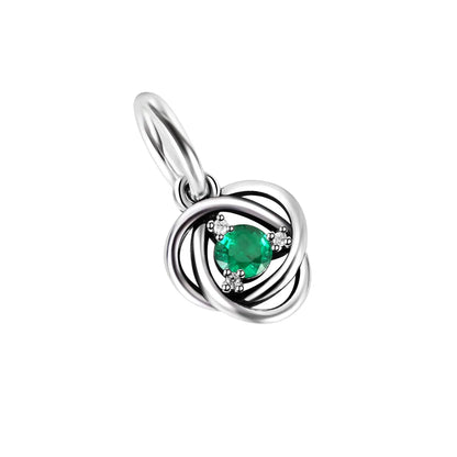 Charm Corazón con Piedras de Nacimiento en Plata 925 – Abalorios Eternity para Pulseras Originales Mujer