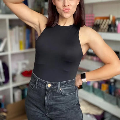 TRAF Body Mujer Sin Mangas Verano | Bodysuit Halter Blanco y Negro