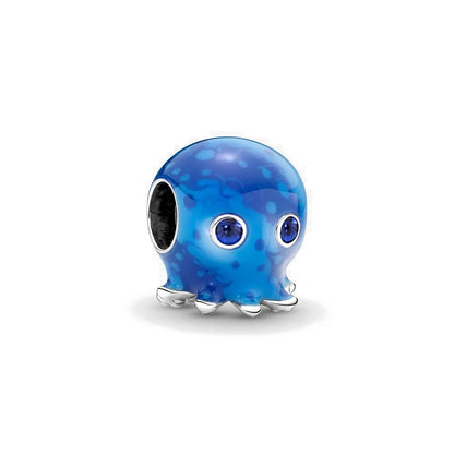 Charm pulpo azul en plata 925 – Colgante con cuentas, compatible Pandora, pulsera DIY mujer