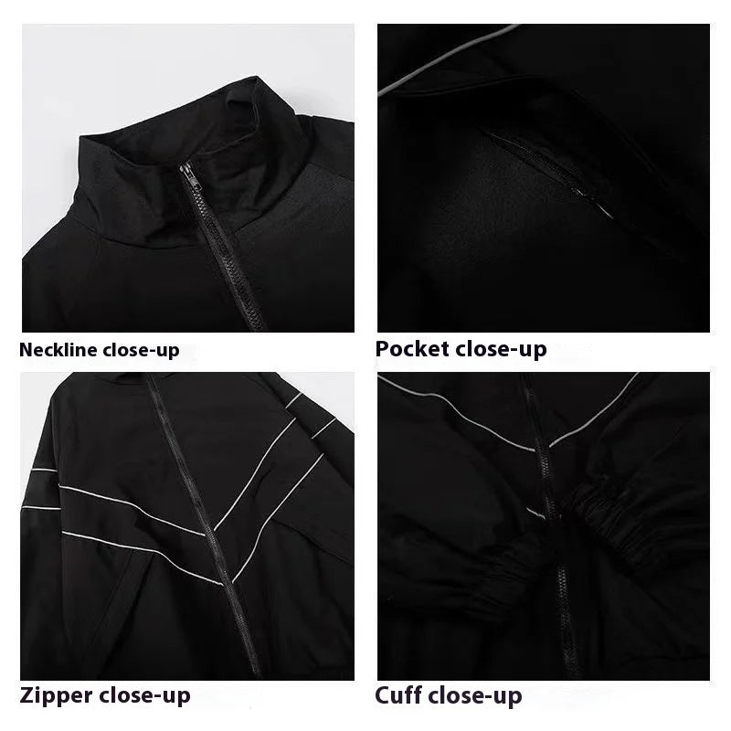 Hip Hop Varsity Jacket Men High Street Patchwork Color Black Windbreaker Coats Women Spring Autumn Thin Fashion College Jackets