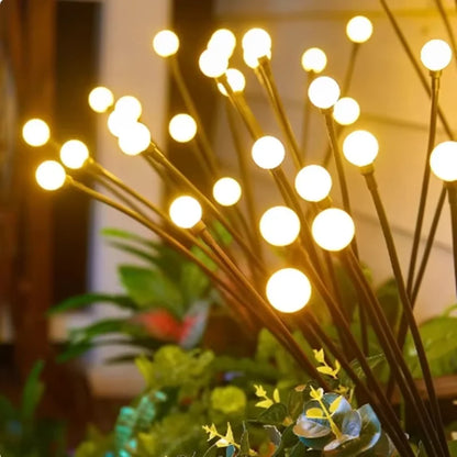Luces Solares Firefly Impermeables – 8/10/40 LEDs RGB o Blanco Cálido para Jardín, Patio y Decoración Exterior