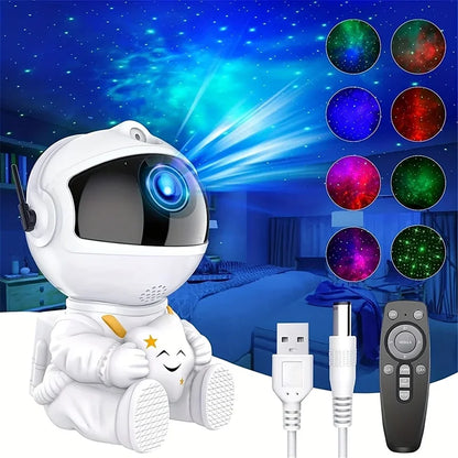 Proyector Astronauta Estrellas y Nebulosa 🌌 Luz Nocturna LED 360° con Control Remoto y Temporizador – Lámpara Decorativa para Habitación Infantil, Adultos y Fiestas