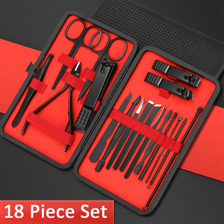Set Profesional de Cortauñas 7-24 Piezas | Kit de Manicura y Pedicura de Alta Precisión para Hombres y Mujeres