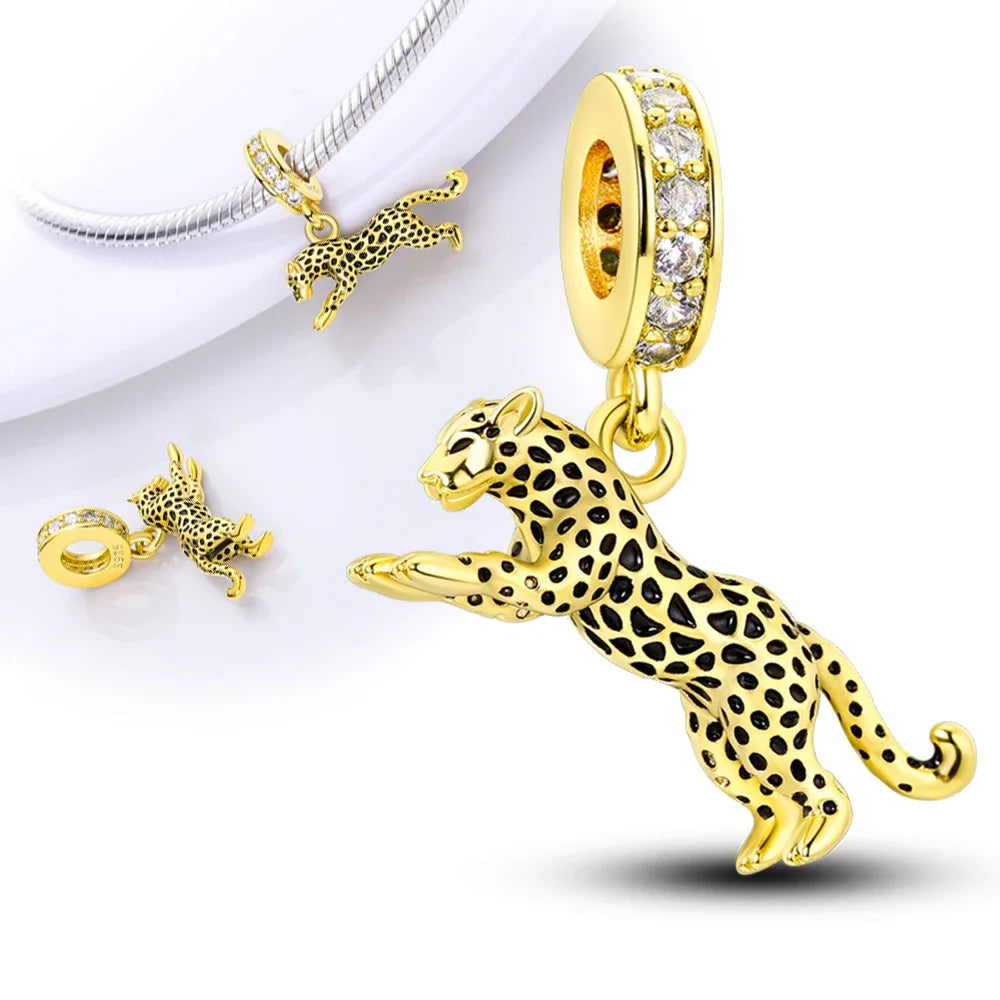 Charm de Plata 925 Animales – Dinosaurio, León, Lobo, Tigre, Conejo | Compatible con Pulsera Pandora