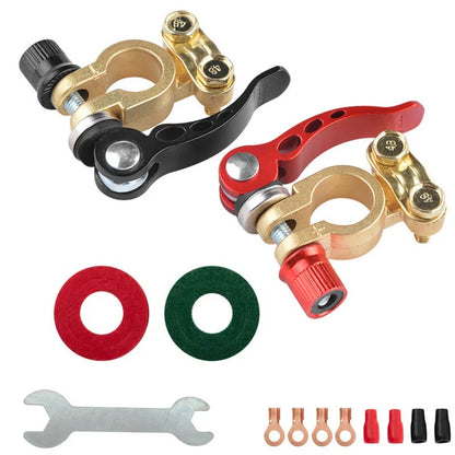 Terminales de Batería para Coche – Adaptador de Cable con Abrazaderas de Cobre, Conectores Rápidos Desconexión/Conexión para Baterías de Auto