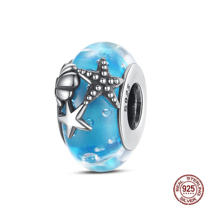 Charm Serie Océano en Plata 925 – Abalorios Tortuga, Cangrejo y Sirena para Pulsera Original Mujer