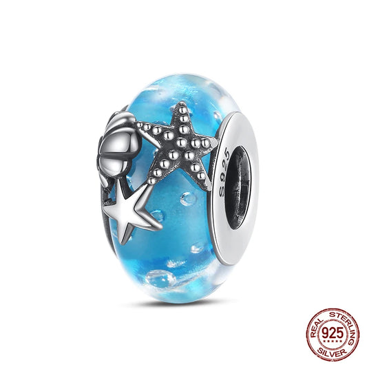 Charm Serie Océano en Plata 925 – Abalorios Tortuga, Cangrejo y Sirena para Pulsera Original Mujer