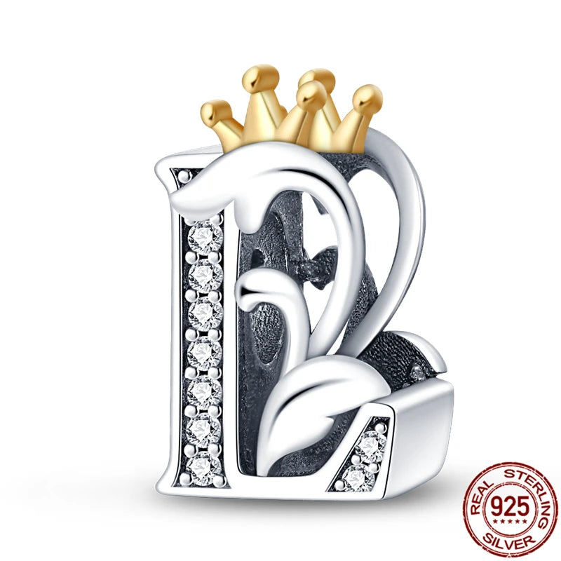 Charm letra A-Z en plata 925 – Abalorio inicial alfabeto para pulseras o collares tipo Pandora, joyería personalizada mujer