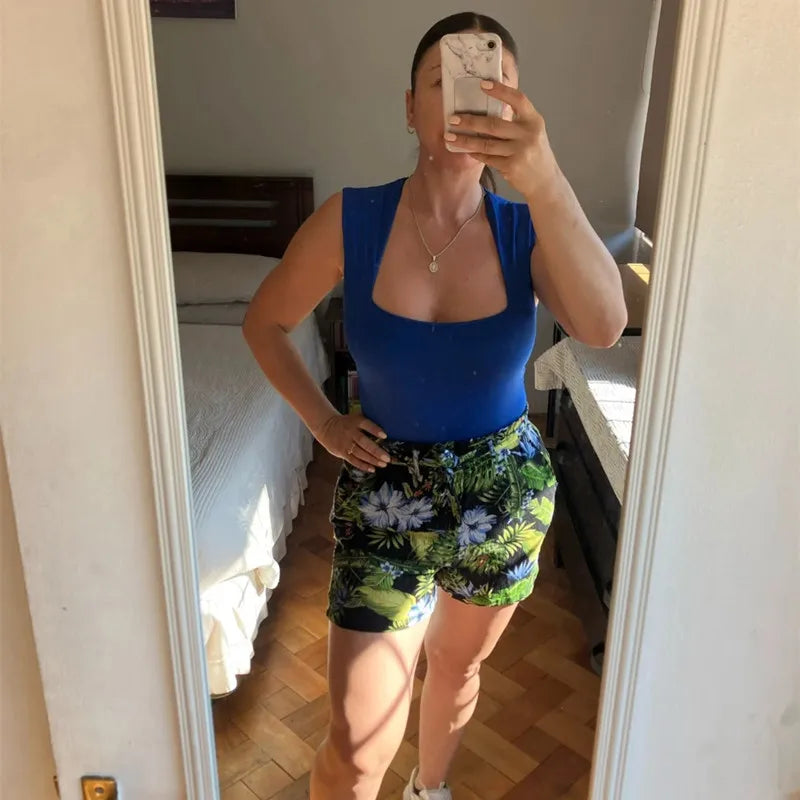 Body Mujer 2025 Sin Mangas Cuello Cuadrado | Bodycon Ajustado Sexy Verano