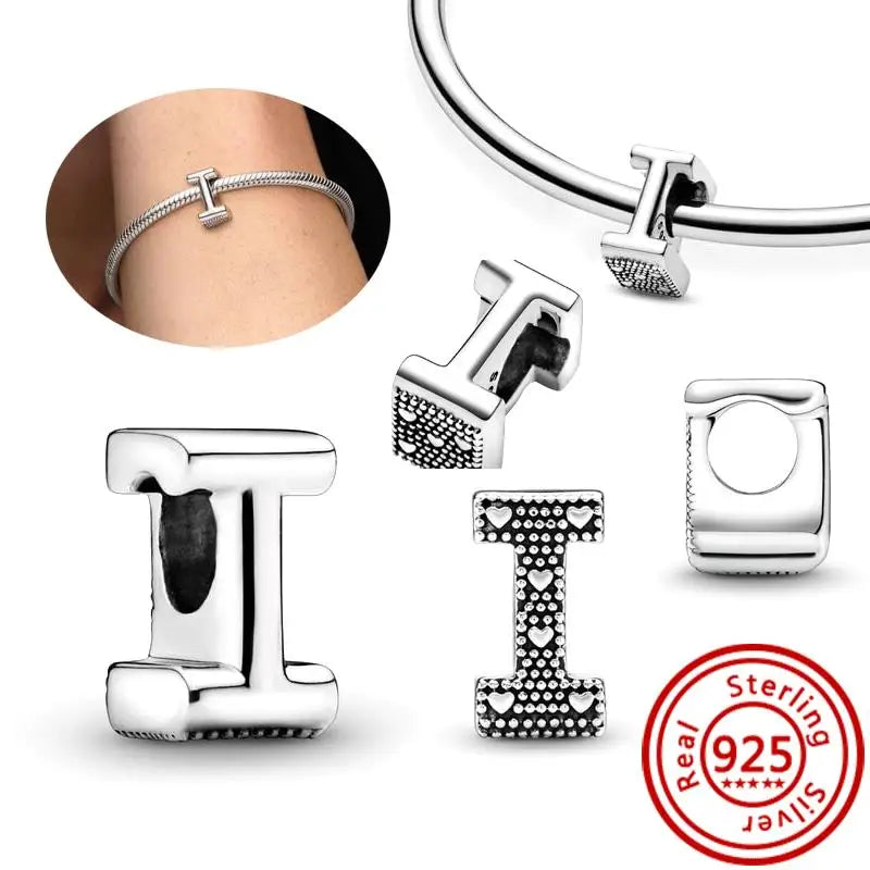 Charm Letras A–Z Plata 925 | Alfabeto Completo | Compatible Pandora Pulseras DIY