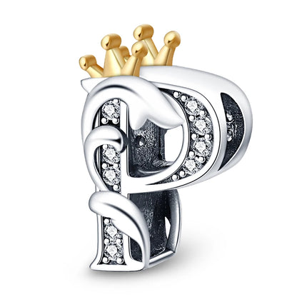 Charm letras alfabeto inglés de plata 925 – Colgante inicial A-Z para pulsera tipo Pandora, joyería DIY personalizada