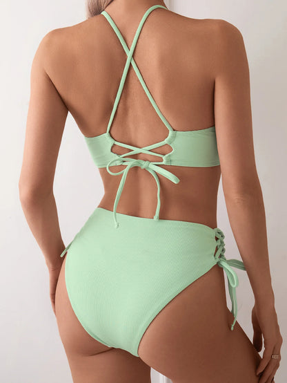 Bikini Sexy Mujer | V-Neck Split Triangular Playa y Piscina