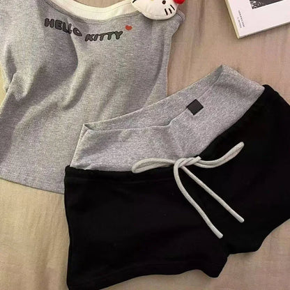 Pijama Hello Kitty Mujer 2 Piezas | Conjunto Kawaii Verano Camiseta Tirantes + Shorts con Acolchado