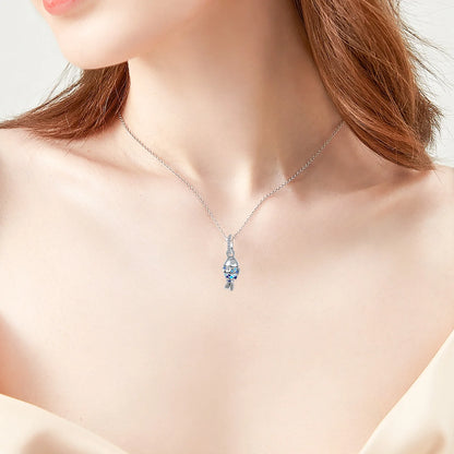 Charm pez azul de plata 925 con circonita – Colgante animal para pulsera tipo Pandora, joyería DIY para mujer