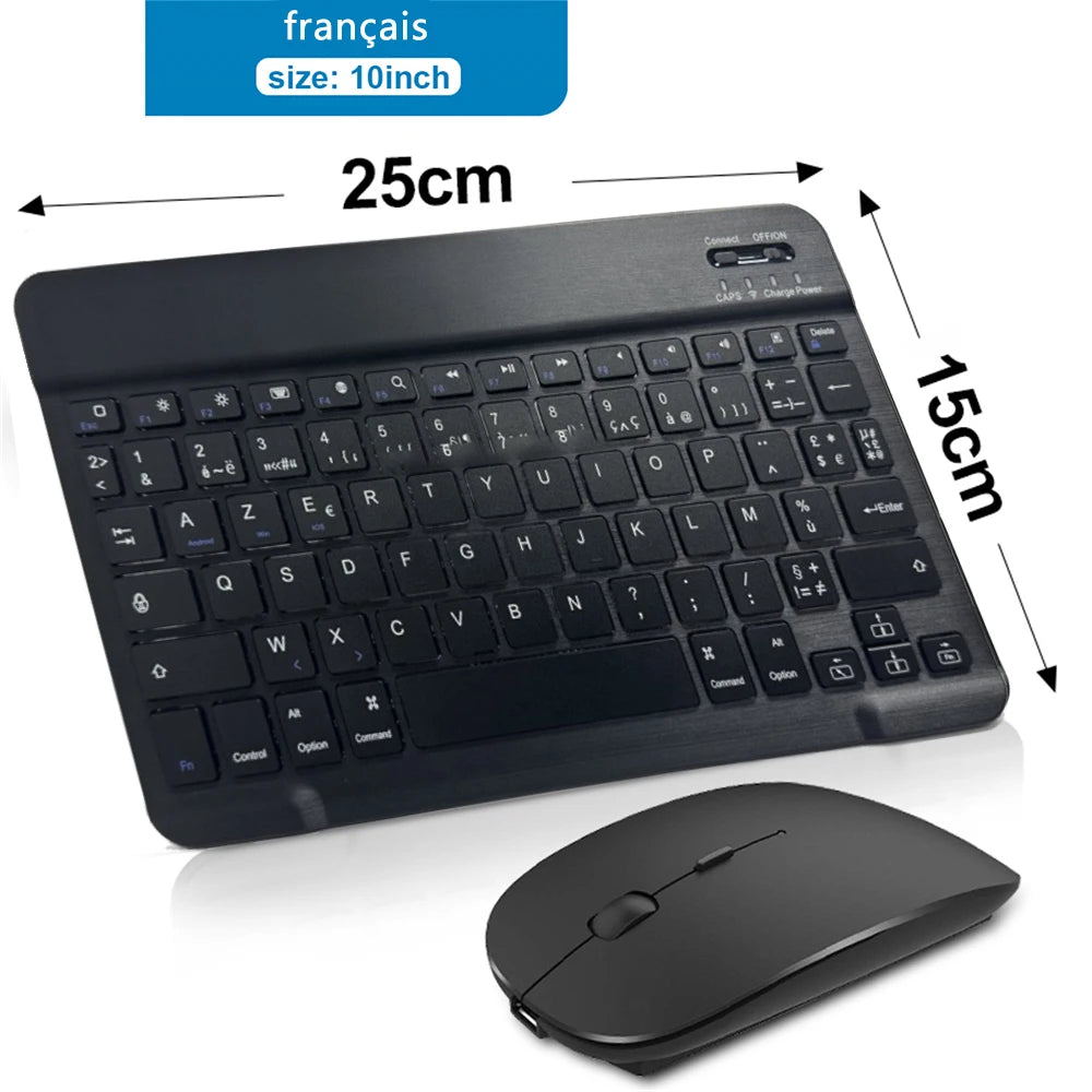 Teclado y Ratón Inalámbrico Bluetooth Universal – Compatible con iOS, Android y Windows, para iPad, Tablet y Laptop (Español, Coreano, Portugués, Ruso)