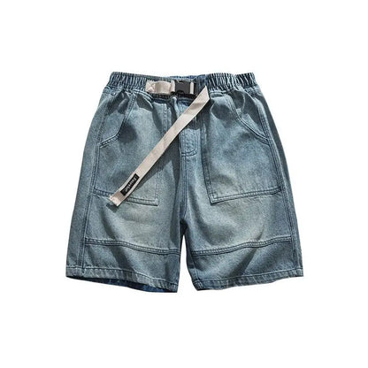 Light Blue Loose Bermuda Short Jeans Pants for Men Original Y2k Fashion Summer Popular Cut Distressed New In Xl Man Denim Shorts