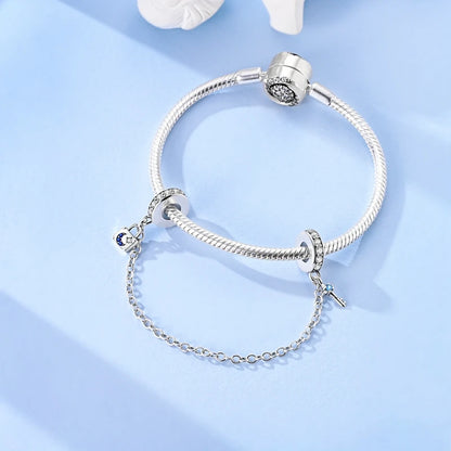 Charm de Plata 925 – Safety Chain, Avión, Tierra, Cámara y Margarita para Pulsera DIY Mujer