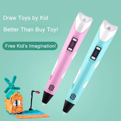 Kids 3D Printing Pen con Pantalla LCD y Stickers – Compatible con Filamento PLA, Seguro y Creativo, Regalo de Cumpleaños para Niños y Niñas