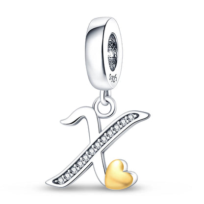Charm letras alfabeto inglés de plata 925 – Colgante inicial A-Z para pulsera tipo Pandora, joyería DIY personalizada