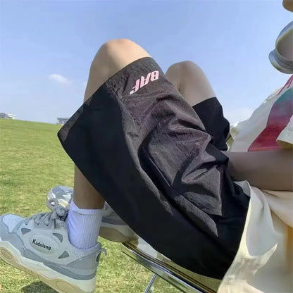 Shorts Vintage Japoneses Y2K para Hombre 2025 – Pantalones de Playa Holgados, Secado Rápido, Cargo y Estilo Hip-Hop