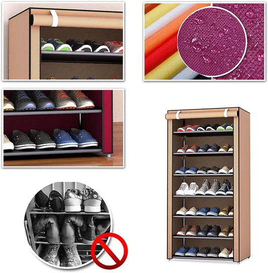 Organizador de Zapatos Multicapa – Estantería Plegable de Tela No Tejida, Ahorro de Espacio y Antipolvo