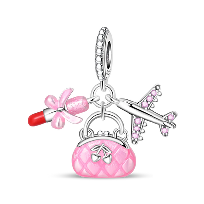 Charm Clip Plata 925 con Corazones, Corona y Concha | CZ Pavé Brillante | Compatible Pandora Original