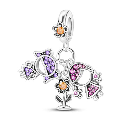 Charm hermana corazón en plata 925 – Compatible Pandora y pulseras 3mm, joyería DIY mujer