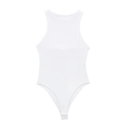TRAF Body Mujer Sin Mangas Verano | Bodysuit Halter Blanco y Negro